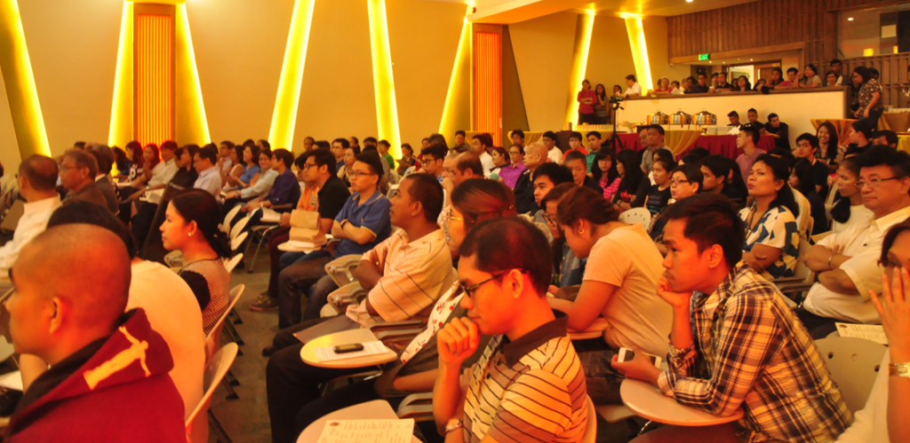 Part of the fullhouse crowd at the UP School of Economics Auditorium that honored Paderanga is shown here. 