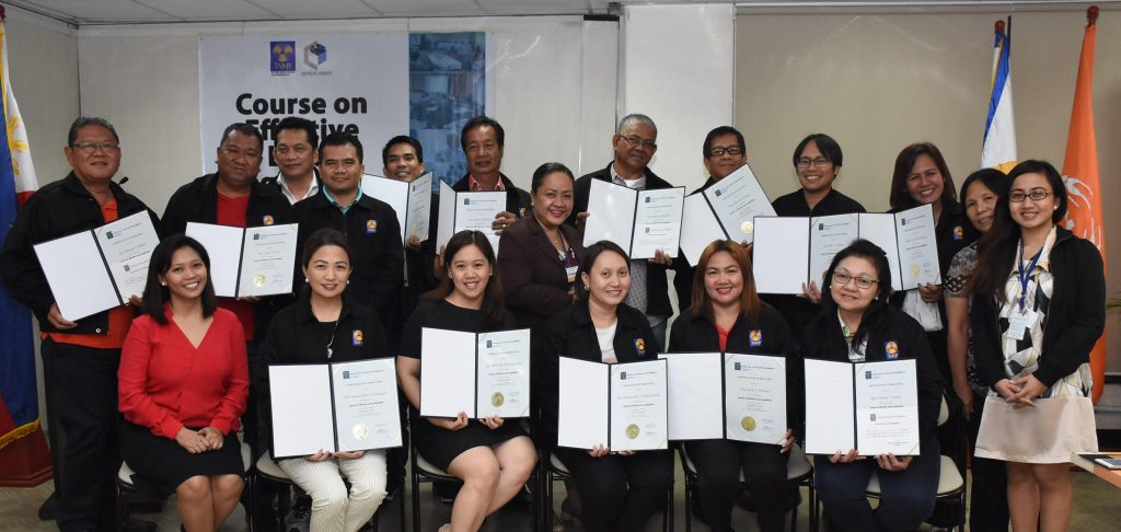 Local officials show off their certificates after completing the “Course on Effective Legislation”           conducted by the Academy as Center for Governance Managing Director Imelda Caluen (standing at center) and her staff smile with approval.  (Photo by Ped Garcia) 