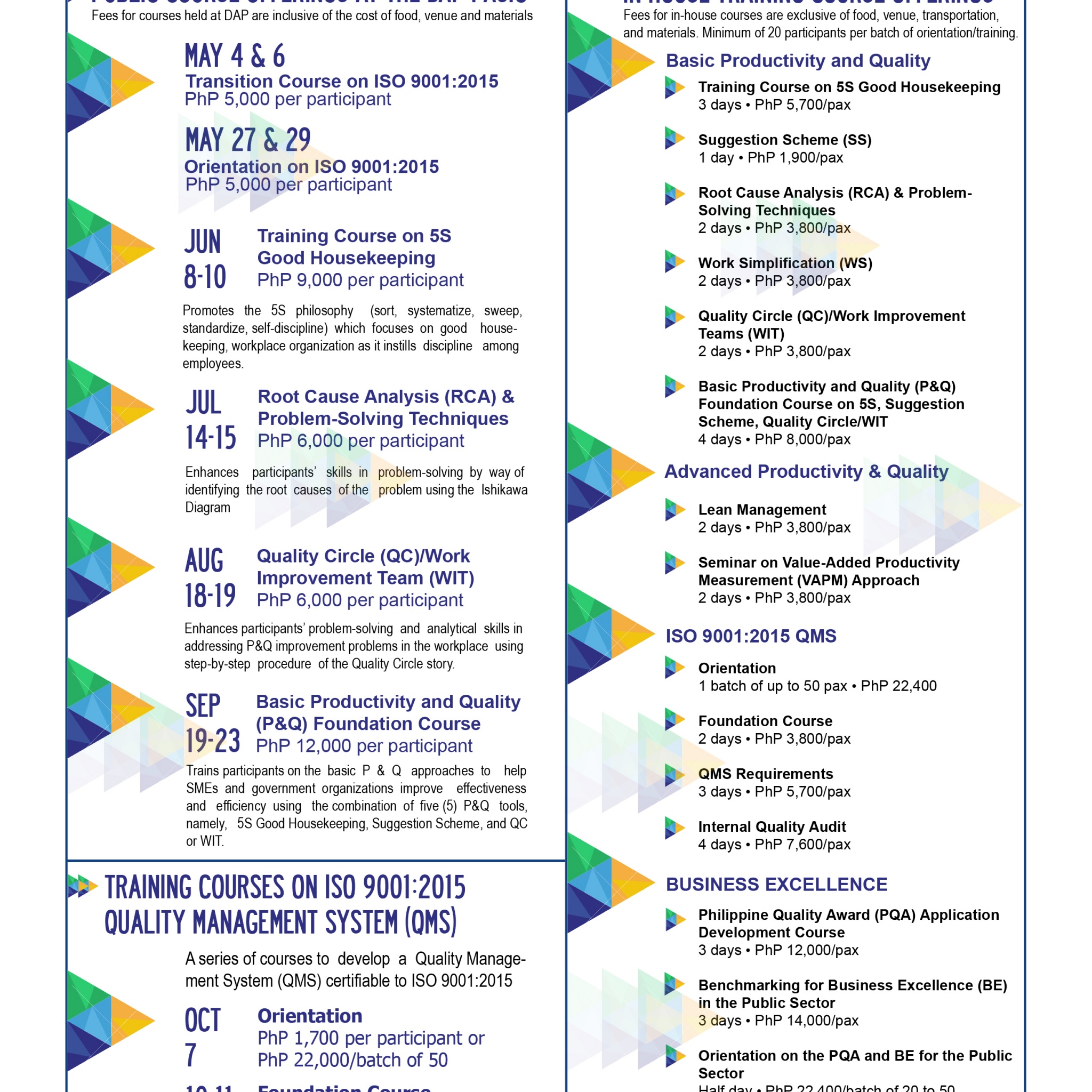 PubliC Offering Training Calendar Development Academy of the Philippines