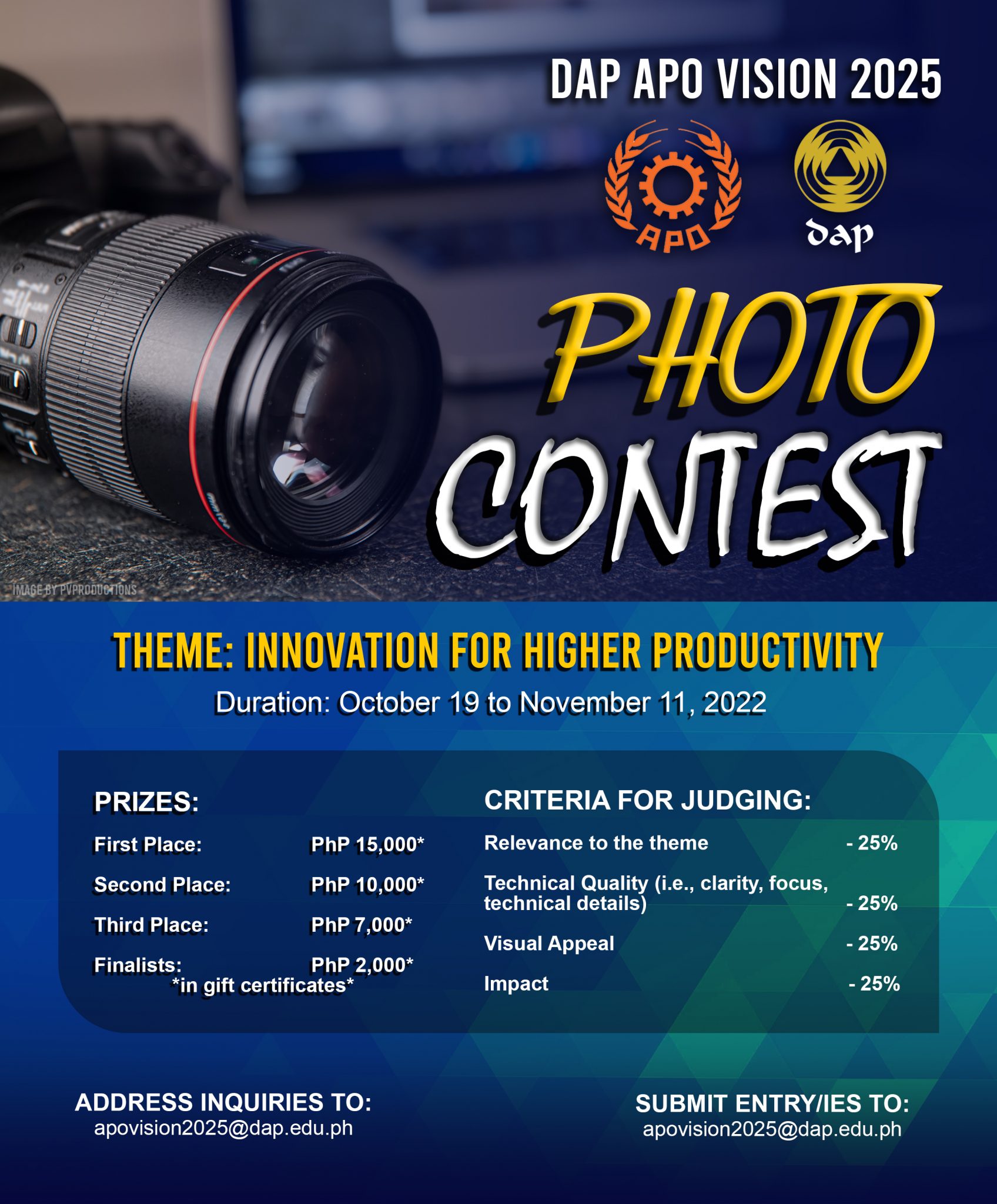 CALL FOR PARTICIPANTS DAP APO VISION 2025 PHOTO CONTEST Development