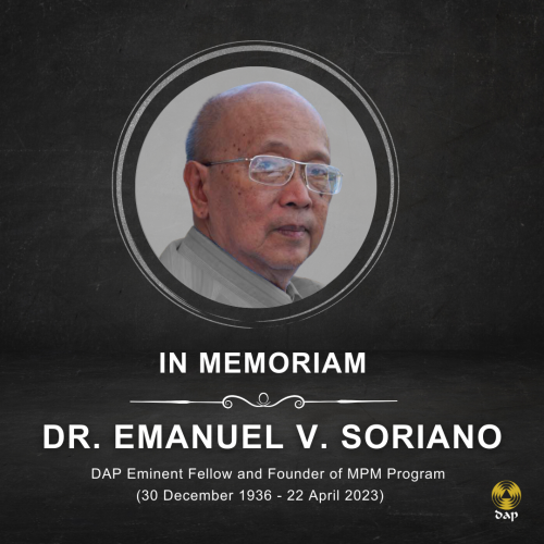 IN MEMORIAM: DR. EMANUEL V. SORIANO | Development Academy of the ...
